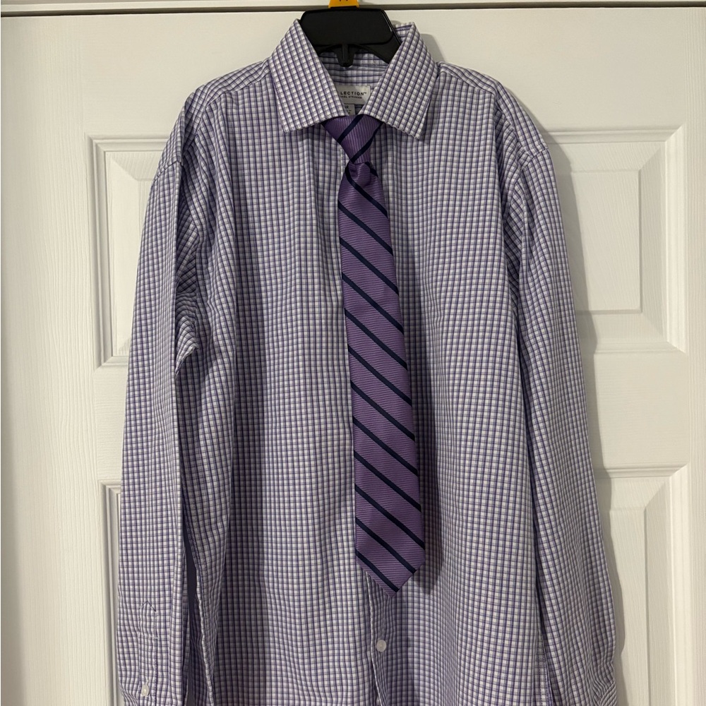 Collection by Michael Strahan Purple Plaid Shirt